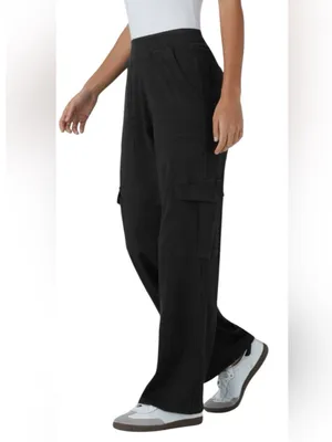 Halara Flex Black Denim Wide-Leg Cargo Pants thumbnail 2