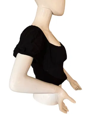 Hollister Black Square-Neck Puff Sleeve Crop Top thumbnail 3