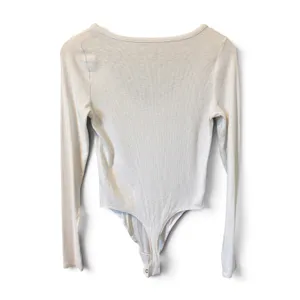 Aerie White Ribbed Long Sleeve Hook‎ and Eye Bodysuit Medium M thumbnail 4