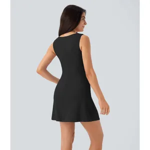 Halara Softlyzero Quick Dry Square Side Pocket Mini Tennis Active Black Dress L thumbnail 6