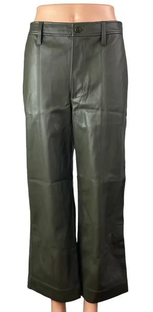 Madewell Women's Green Faux Vegan Leather High Waist Wide Leg Trousers Pants 26 thumbnail 1