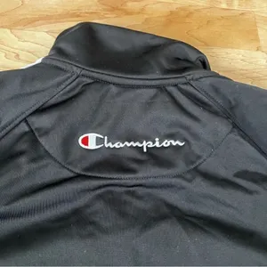 Champion Black and White Zip Up Track Jacket Women’s Medium thumbnail 3