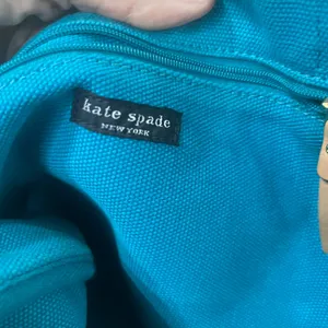 Vintage Rare Kate Spade Aqua turquoise Yo OKO Gold Canvas Bag thumbnail 6