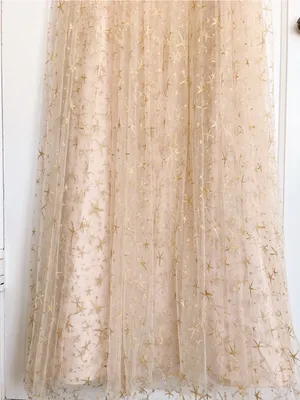 Joanna August • BHLDN Brenda Long Star Gown strapless champagne tulle glitter thumbnail 10