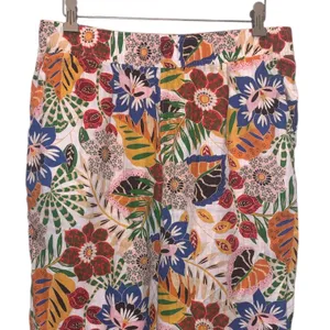 C&C California Linen Pants L Wide Leg Floral Print Pull On Colorful Relaxed thumbnail 2