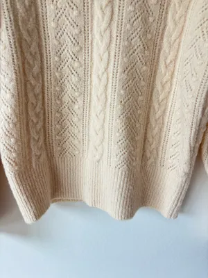 J. Crew Cream Cable Knit Chunky Crewneck Sweater Wool Alpaca Blend Fisherman thumbnail 4