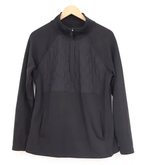 Avia Womens Black Quilted Quarter Zip Pullover Activewear Top Size L 12-14 thumbnail 1