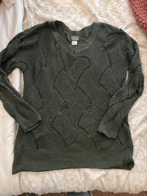Olive Green Crochet Sweater  thumbnail 1