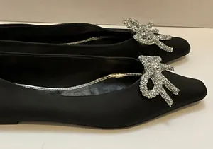 design Lanie Embellished Bow Ballets Shoes In Black thumbnail 3