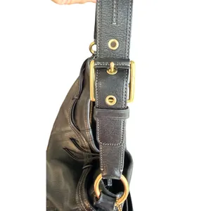 Vintage Coach Hamilton Hobo Bag Black Pebbled Leather Brass Horsebit Style 12460 thumbnail 12