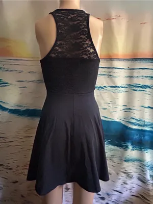 Hollister Black Lace Fit & Flare Dress Women's Sleeveless XS thumbnail 2