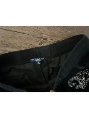 Y2K Pegasus Black Velour Flared Fleur-De-Lis Track Pants S thumbnail 2