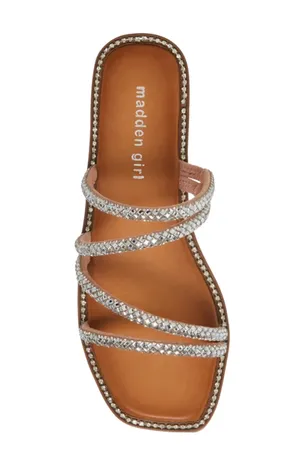 Madden Girl Posh Rhinestone Bling Strappy Slide Sandals Nude Blush Size 8 NWT thumbnail 2