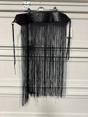 Zara Limited Edition Studded Tassel Sash Belt Black Gold Size US 30 New thumbnail 8