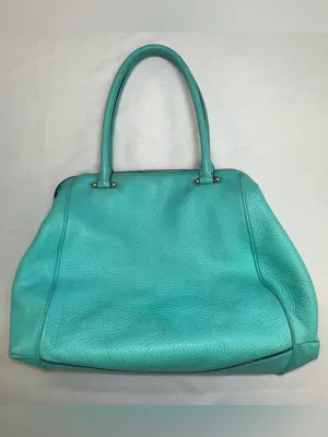 KATE SPADE Turquoise Satchel Purse Handbag Striped Interior Roomy thumbnail 4