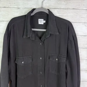 Princess Polly Button Down Shirt Jacket Black Size 10 thumbnail 2