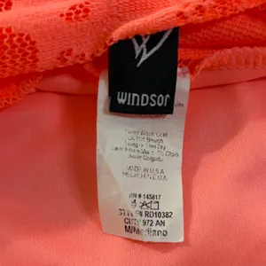 Windsor Neon‎ Coral Orange Floral Lace Open Back Bodycon Mini Dress Medium thumbnail 5