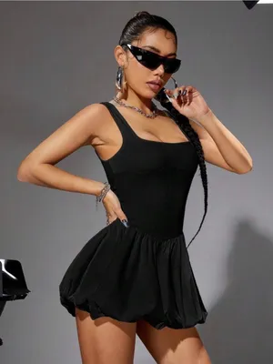 SheIn Women’s Black Sleeveless Bubble Hem Slip Dress thumbnail 6