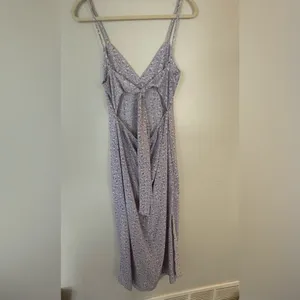 Forever 21 Spaghetti Strap Open Tie Back Purple Floral Maxi Dress Sz M thumbnail 7