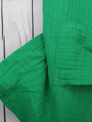 J. Crew Bright Green V-Neck Gauze Popover Short Sleeve Preppy Casual Top thumbnail 3