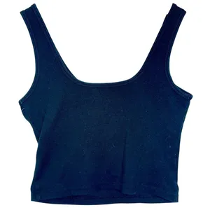 Abercrombie & Fitch Soft AF Rib Black Knit Henley Crop Top Cropped Tank Top Sz M thumbnail 3