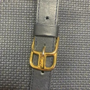 Vtg YSL Yves Saint Laurent Midnight Navy Blue Triangle Flap Crossbody Bag France thumbnail 16