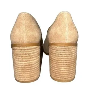 NEW Anthropologie Tan Leather Block Heels Shoes 8.5 Wevenly Suede Closed Toe thumbnail 5