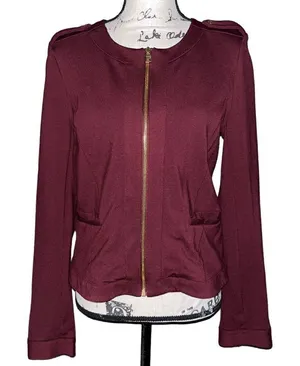 Marc New York Andrew Marc Burgundy Military Zip Jacket Gold‎ M thumbnail 1
