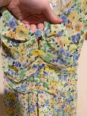 Revolve ASTR the Label Irma Floral Puff Sleeve Midi Dress Cutout Size XS thumbnail 6