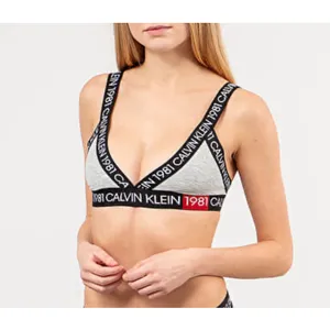 Calvin Klein 1981 Bold Cotton Unlined Bralette XL Gray Logo Strappy Bra thumbnail 2