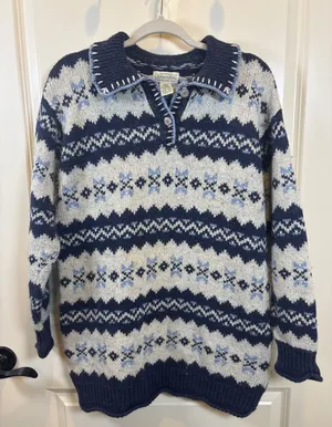 St. Johns Bay Fair Isle Nordic Women Sz Large Wool Blend Sweater Cottagecore Ski thumbnail 1