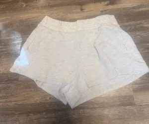 Women's Gray Waffle-Knit Athletic Shorts with Elastic Waist and pockets thumbnail 1
