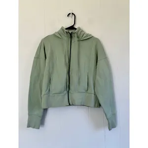 Core10‎ Womens Cropped Full Zip Hoodie Sage Green Relaxed Fit Sweatshirt M thumbnail 5