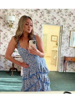 FREE PEOPLE Moon River Polka Dot Dress in Blue Size Medium thumbnail 2