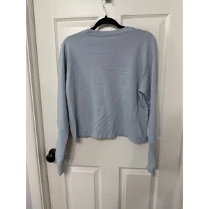 John Galt Malibu California Long Sleeve Graphic Cropped Tee Light Blue Cotton OS thumbnail 5
