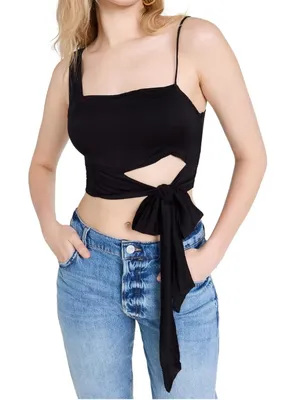 Free People Womens Mila One Shoulder Side Tie Cropped nwt size large thumbnail 1