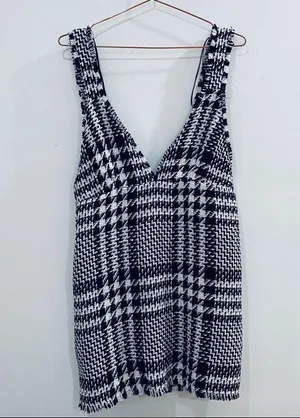 Zara tweed pinafore mini dress NEW thumbnail 2