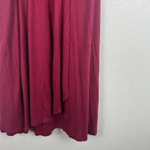 Garnet Hill Womens Gathered Waist Draped Dress Burgundy Red‎ Midi Size M thumbnail 3