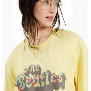 Junk Food The Beatles Cropped Graphic Tee in Yellow Size Large thumbnail 3