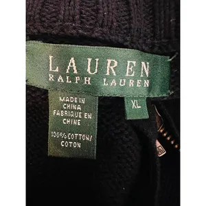 Lauren‎ Ralph Lauren Women Black Full Zip Sweater Shoulder Patch Old Money XL thumbnail 5