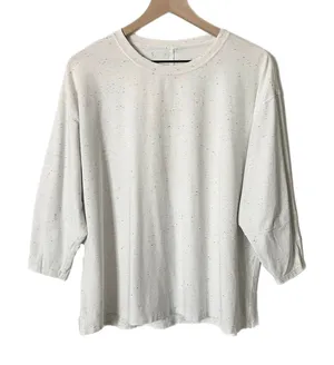 Lululemon LA 3/4 Sleeve Crewneck Shirt Pima Cotton Confetti White Size 12 thumbnail 1