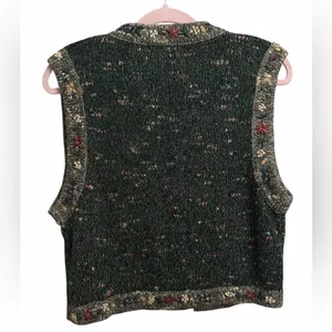 St. John's Bay Green Floral Cardigan Vest thumbnail 3