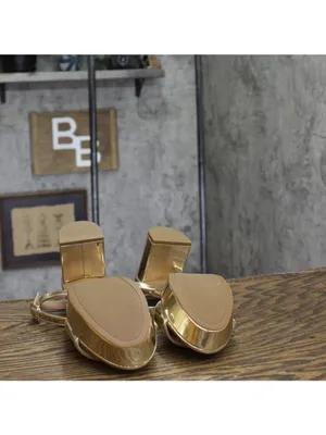 NWT Bandolino Pennie Platform Block Heel Sandals BNPENNIE3 Platino Gold 6M thumbnail 10