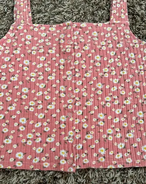Forever 21 Pink Floral Cropped Tank Top thumbnail 3