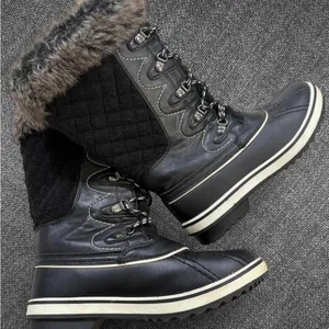 Black Faux Fur Trim Winter Snow Boots thumbnail 8