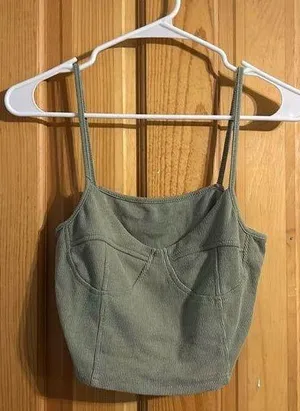 Blushmark Ribbed Green Crop Top Size M thumbnail 1