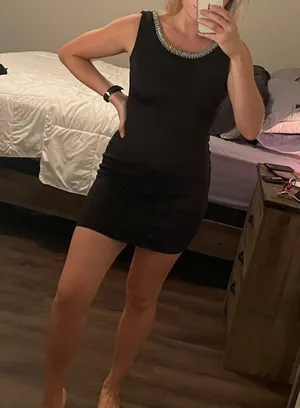 Black With Diamond Sequence Mini Dress Size M thumbnail 1