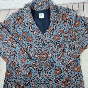Cabi Women Dress XS Blue Floral Print Long Sleeve V‎ Neck Shift thumbnail 3