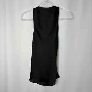 ZARA Black Satin Ruched High Neck Sleeveless Blouse 100% Polyester Womens Small thumbnail 6