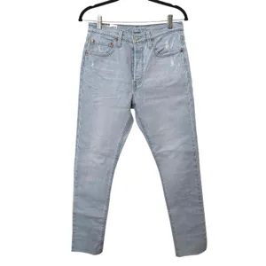 LEVIS 501 Skinny Jean Light Wash‎ Distressed Sz 28 thumbnail 2